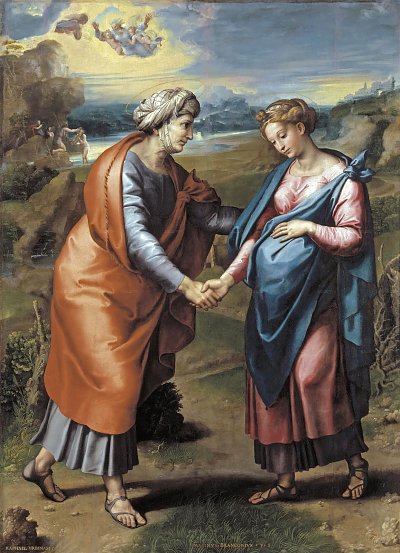 Heimsuchung Mariae von Raffael als Kunstdruck auf Leinwand