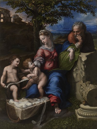 Holy Family below the Oak von Raffael als Kunstdruck auf Leinwand