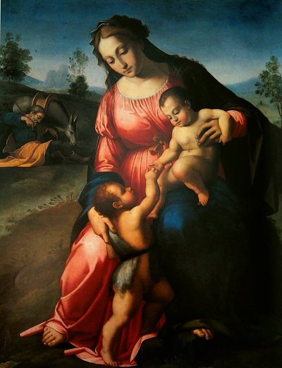 Italian Holy Family with St John von Raffael als Kunstdruck auf Leinwand