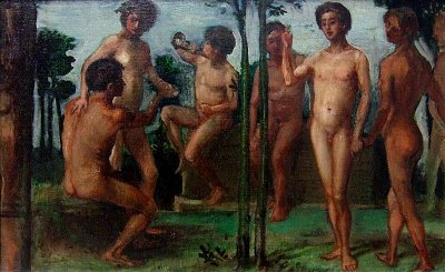 Kassettenbild II Tanzende Maenner von Raffael als Kunstdruck auf Leinwand