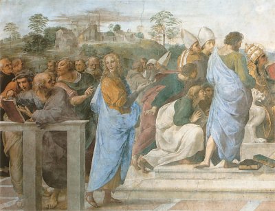 La Dispute du St Sacrement von Raffael als Kunstdruck auf Leinwand