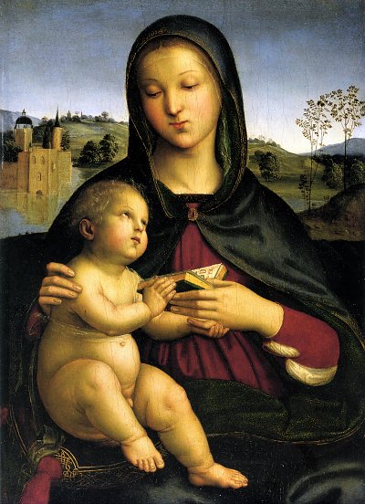 Madonna and Child with Book von Raffael als Kunstdruck auf Leinwand