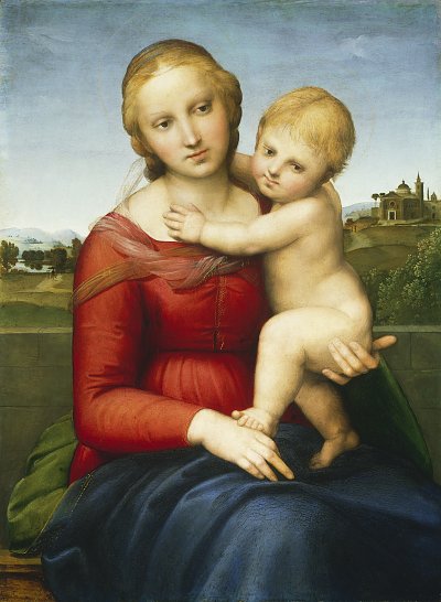 Madonna mit Kind von Raffael als Kunstdruck auf Leinwand