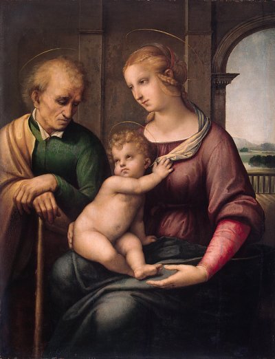 Madonna with Beardless St Joseph von Raffael als Kunstdruck auf Leinwand