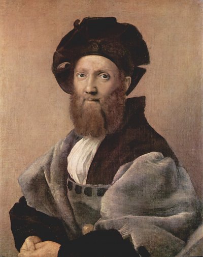 Portraet des Baldassare Castiglione von Raffael als Kunstdruck auf Leinwand