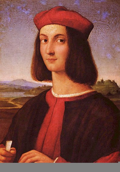 Portraet eines jungen Mannes von Raffael als Kunstdruck auf Leinwand