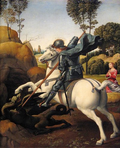Saint George and the Dragon von Raffael als Kunstdruck auf Leinwand