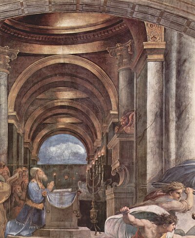 Stanza di Eliodoro im Vatikan fuer Papst Julius I von Raffael als Kunstdruck auf Leinwand