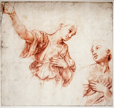 Study for Two Angels von Raffael als Kunstdruck auf Leinwand