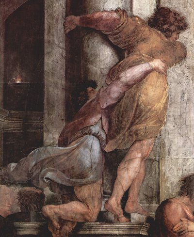 Vertreibung des Heliodor aus dem Tempel in Jerusalem von Raffael als Kunstdruck auf Leinwand
