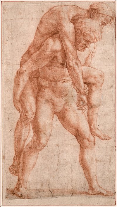 Young Man Carrying an Old Man on His Back von Raffael als Kunstdruck auf Leinwand