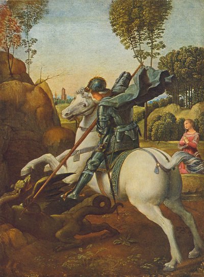 heilige georg von Raffael als Kunstdruck auf Leinwand