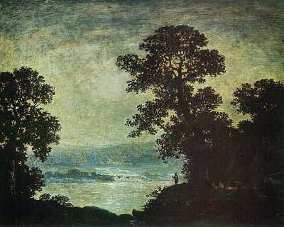 Indianerlager im Mondlicht von Ralph Albert Blakelock als Kunstdruck auf Leinwand