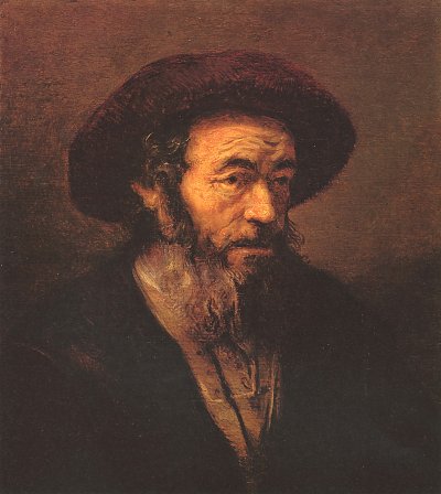 Alter Mann mit Pelzkappe von Rembrandt als Kunstdruck auf Leinwand