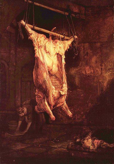 Der geschlachtete Ochse von Rembrandt als Kunstdruck auf Leinwand