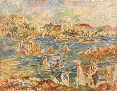Am Strand von Guernesey von Renoir als Kunstdruck auf Leinwand