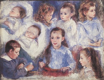 Charakterbilder von Kinderkoepfen von Pierre-Auguste Renoir als Kunstdruck auf Leinwand