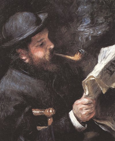 Claude Monet beim Lesen von Pierre-Auguste Renoir als Kunstdruck auf Leinwand