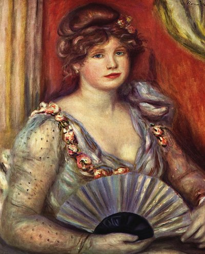 Dame mit Faecher von Pierre-Auguste Renoir als Kunstdruck auf Leinwand