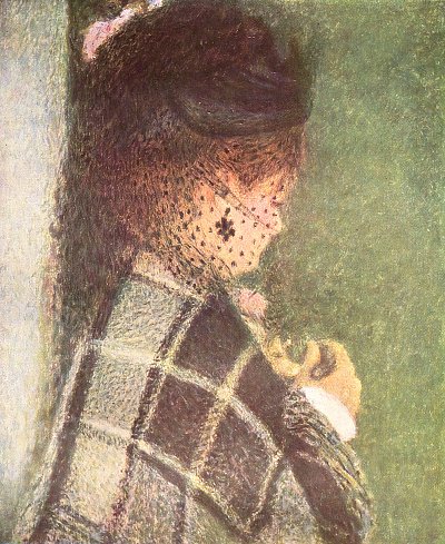 Dame mit Schleier von Pierre-Auguste Renoir als Kunstdruck auf Leinwand
