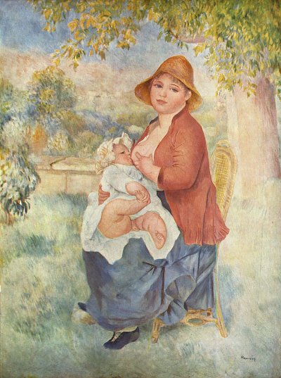 Das Kind an der Brust von Pierre-Auguste Renoir als Kunstdruck auf Leinwand