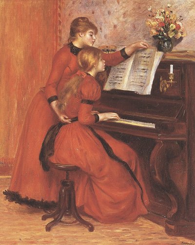 Die Klavierstunde von Renoir als Kunstdruck auf Leinwand