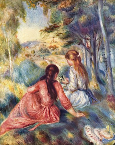 Junge Maedchen auf der Wiese von Pierre-Auguste Renoir als Kunstdruck auf Leinwand