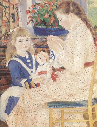 Kindernachmittag in Wargemont Detail von Pierre-Auguste Renoir als Kunstdruck auf Leinwand