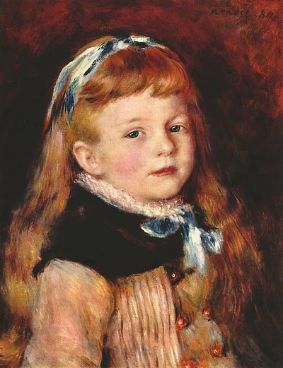 Madmoiselle Grimprel mit blauem Haarband von Pierre-Auguste Renoir als Kunstdruck auf Leinwand