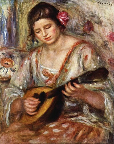 Maedchen mit Mandoline von Pierre-Auguste Renoir als Kunstdruck auf Leinwand