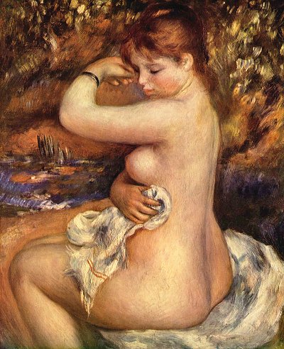 Nach dem Bade von Pierre-Auguste Renoir als Kunstdruck auf Leinwand