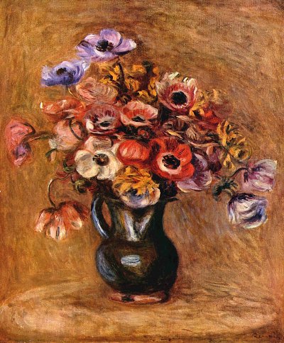 Stillleben mit Anemonen von Renoir als Kunstdruck auf Leinwand