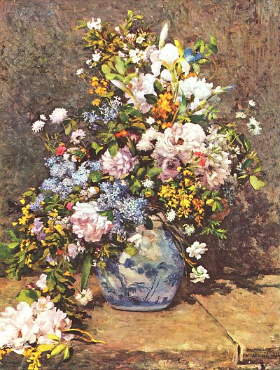 Stillleben mit grosser Blumenvase von Pierre-Auguste Renoir als Kunstdruck auf Leinwand
