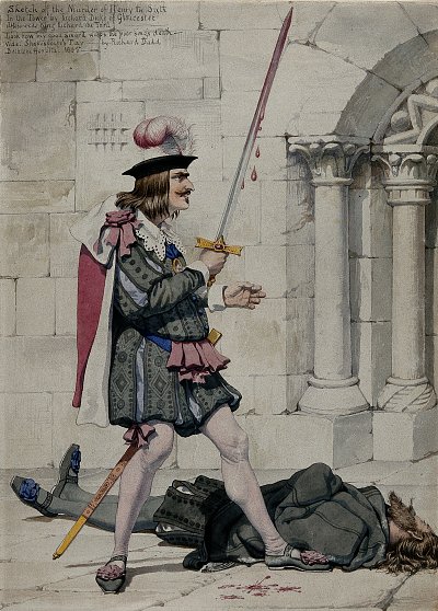 Duke of Gloucester holds a bloody sword von Richard Dadd als Kunstdruck auf Leinwand