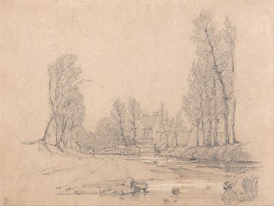 A Wooded Stream and a Farmhouse in Normandy von Richard Parkes Bonington als Kunstdruck auf Leinwand