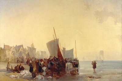 Fishmarket von Richard Parkes Bonington als Kunstdruck auf Leinwand