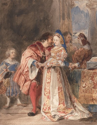 Portia and Bassanio von Richard Parkes Bonington als Kunstdruck auf Leinwand