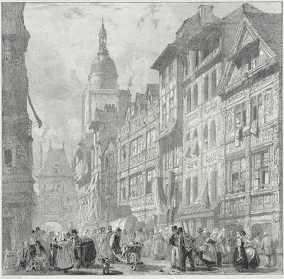 Rue du Gros Horloge Ruen von Richard Parkes Bonington als Kunstdruck auf Leinwand