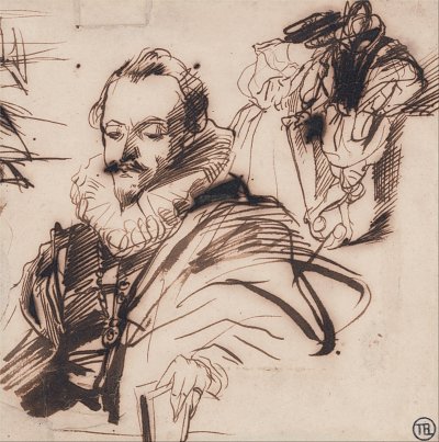 Study of a Gentleman in 17th Century Costume After Van Dyck von Richard Parkes Bonington als Kunstdruck auf Leinwand
