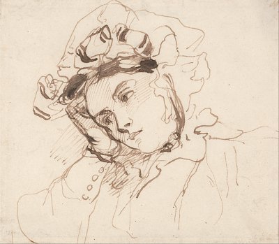 Study of a Woman with her Head on her Hand von Richard Parkes Bonington als Kunstdruck auf Leinwand