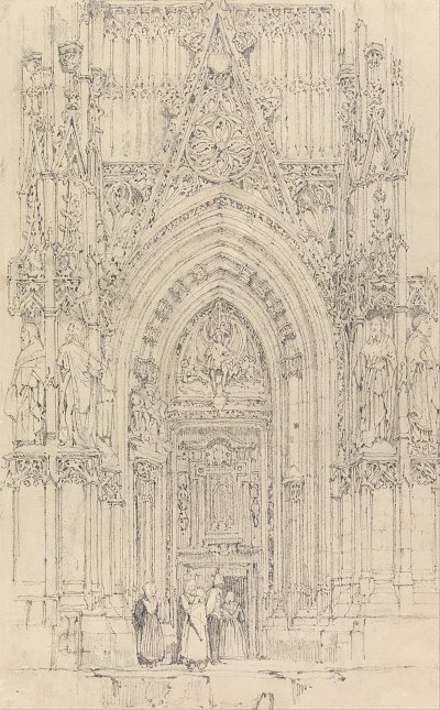 The Church of St Wulfran Abbeville The North Door of the West Front von Richard Parkes Bonington als Kunstdruck auf Leinwand