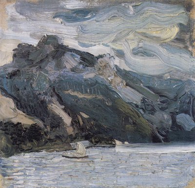 Traunsee mit schlafender Griechin von Richard Gerstl als Kunstdruck auf Leinwand