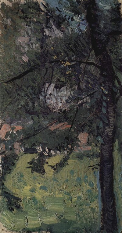 Wiese mit Häusern im Hintergrund von Richard Gerstl als Kunstdruck auf Leinwand