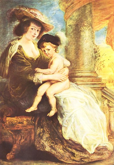 Helene Fourment mit ihrem erstgeborenen Sohn von Rubens als Kunstdruck auf Leinwand