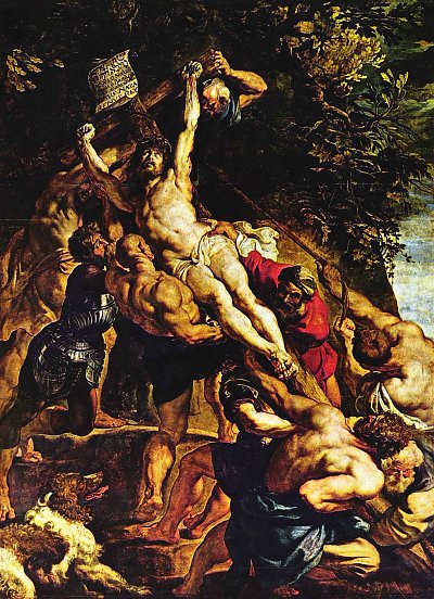 Kreuzaufrichtung Triptychon Mitteltafel Kreuzaufrichtung von Rubens als Kunstdruck auf Leinwand