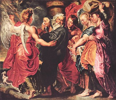 Lot verlaesst mit seiner Familie Sodom von Rubens als Kunstdruck auf Leinwand