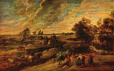 Rueckkehr der Bauern vom Feld von Rubens als Kunstdruck auf Leinwand