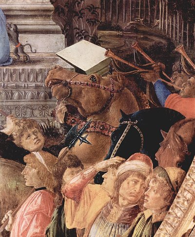 Anbetung der Heiligen Drei Koenige London Detail 2 von Sandro Botticelli als Kunstdruck auf Leinwand