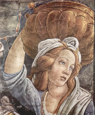 Sixtinische Kapelle Die Jugend des Moses Detail 3 von Sandro Botticelli als Kunstdruck auf Leinwand