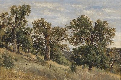 Berghang mit Baum von Theodor von Hörmann als Kunstdruck auf Leinwand